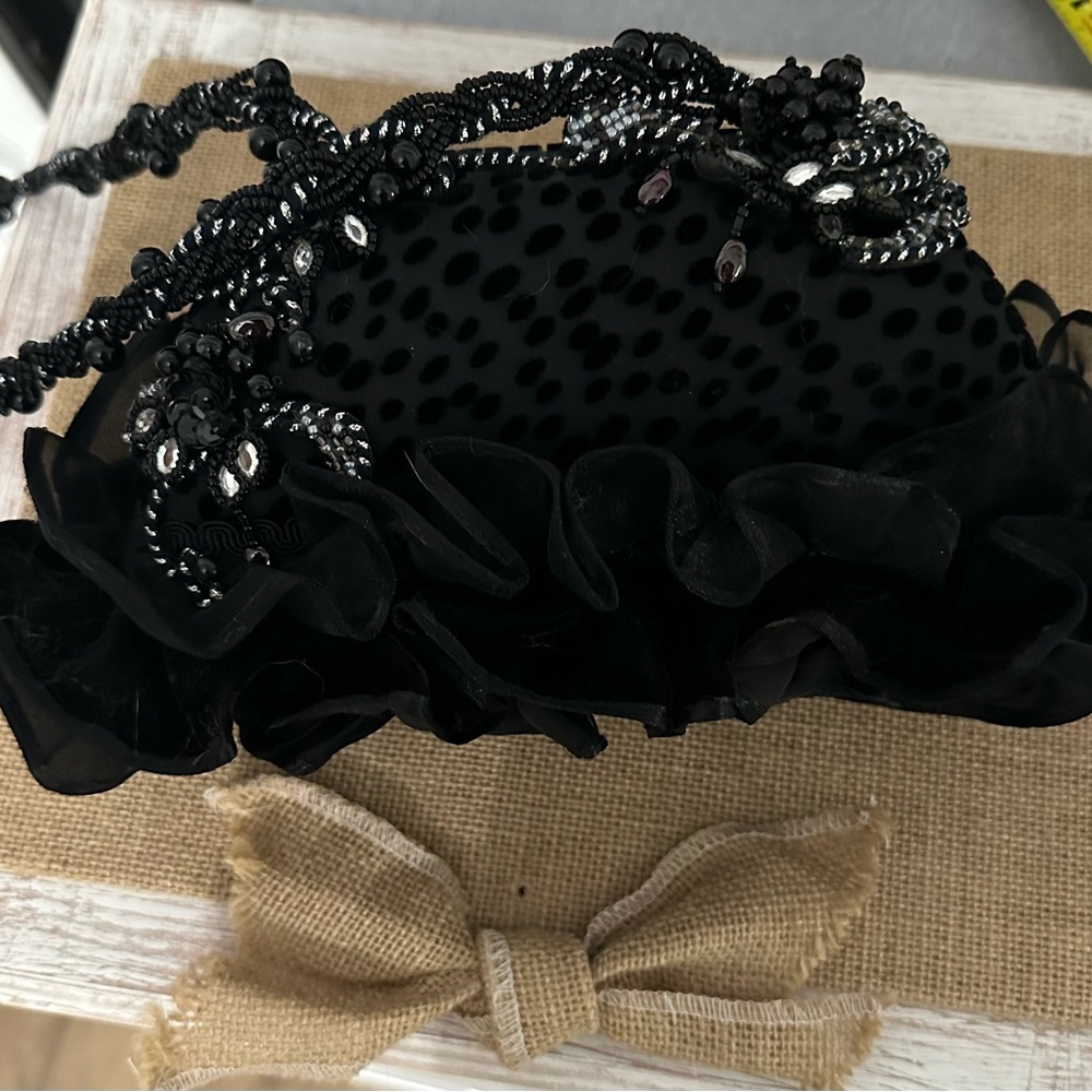 Elegant Black Beaded Clutch